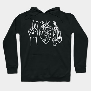 Peace Love Native White Print no Text Hoodie